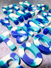 Load image into Gallery viewer, Two Shaped Crayons PLUS Blues/Greens and Confetti Crayon Letters- Variety Of Colors