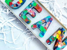 Load image into Gallery viewer, Two Shaped Crayons PLUS Blues/Greens and Confetti Crayon Letters- Variety Of Colors